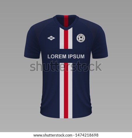 Realistic soccer shirt PSG 2020, jersey template for football kit. Vector illustration