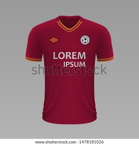 Realistic soccer shirt Roma 2020, jersey template for football kit. Vector illustration