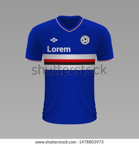 Realistic soccer shirt Sampdoria 2020, jersey template for football kit. Vector illustration