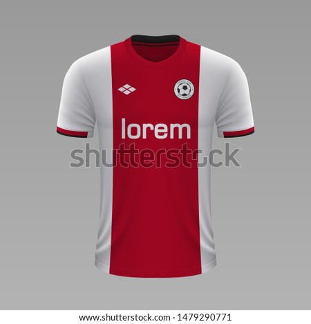 Realistic soccer shirt Ajax Amsterdam 2020, jersey template for football kit. Vector illustration
