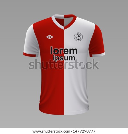 Realistic soccer shirt Feyenoord 2020, jersey template for football kit. Vector illustration