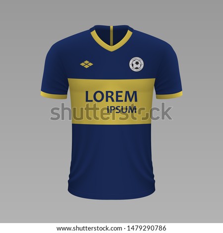 Realistic soccer shirt Boca Juniors 2020, jersey template for football kit. Vector illustration