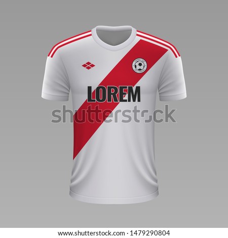 Realistic soccer shirt River Plate 2020, jersey template for football kit. Vector illustration