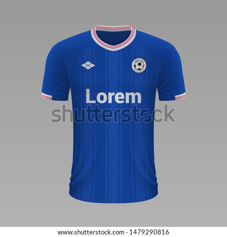 Realistic soccer shirt Glasgow Rangers 2020, jersey template for football kit. Vector illustration