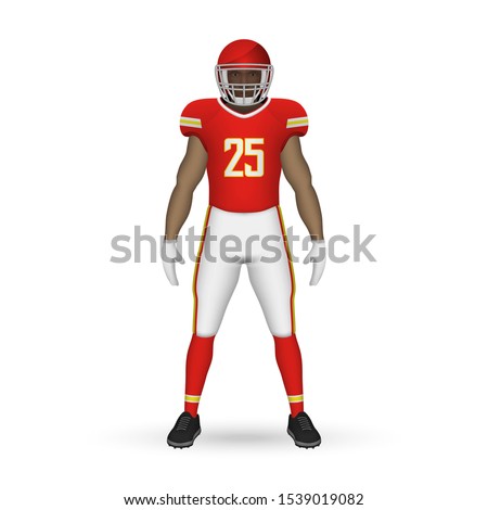 3D realistic American football player, Team Kit template design Kansas City Chiefs