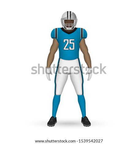 3D realistic American football player, Team Kit template design Carolina Panthers