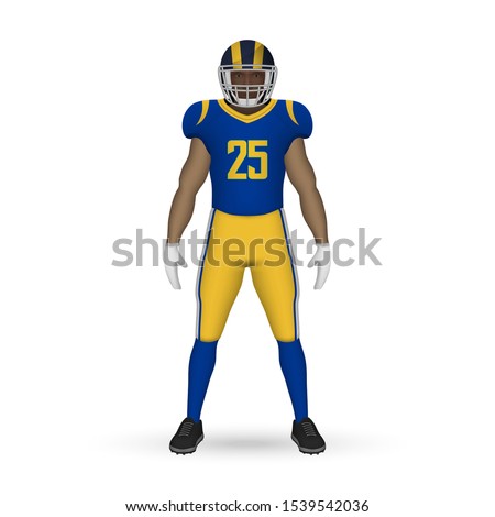 3D realistic American football player, Team Kit template design Los Angeles Rams