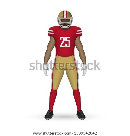 3D realistic American football player, Team Kit template design San Francisco 49ers