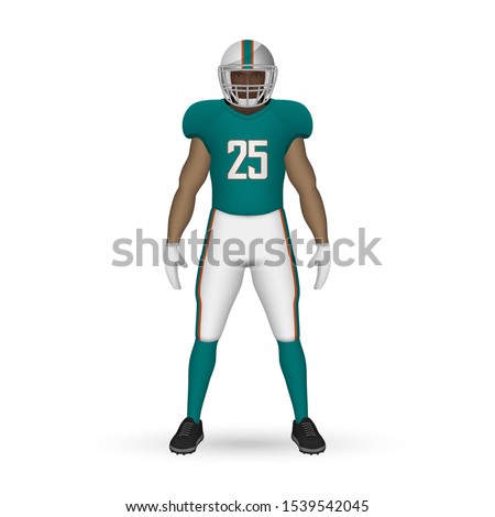 3D realistic American football player, Team Kit template design Miami Dolphins
