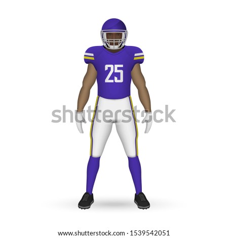 3D realistic American football player, Team Kit template design Minnesota Vikings