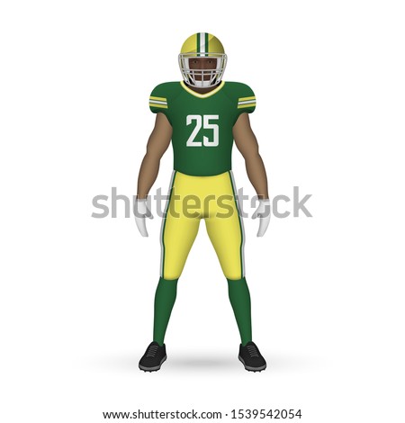 3D realistic American football player, Team Kit template design Green Bay Packers