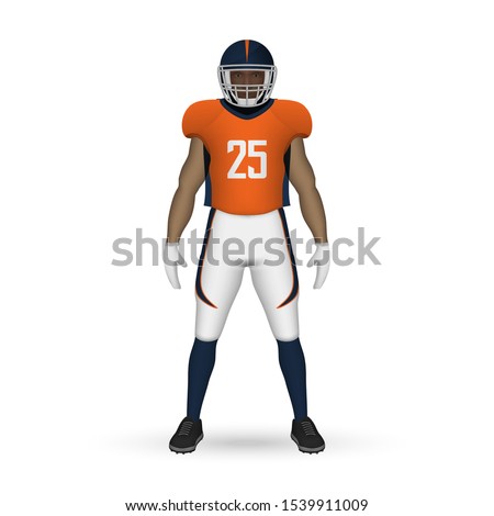 3D realistic American football player, Team Kit template design Denver Broncos