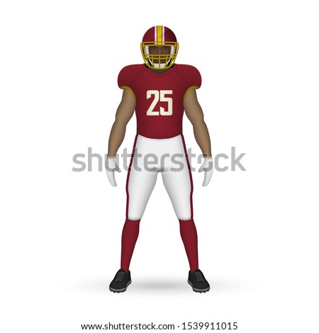 3D realistic American football player, Team Kit template design Washington Redskins