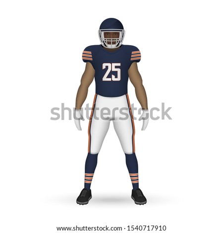 3D realistic American football player, Team Kit template design Chicago Bears