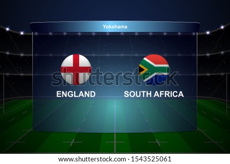 England vs South Africa, Rugby cup scoreboard broadcast graphic template