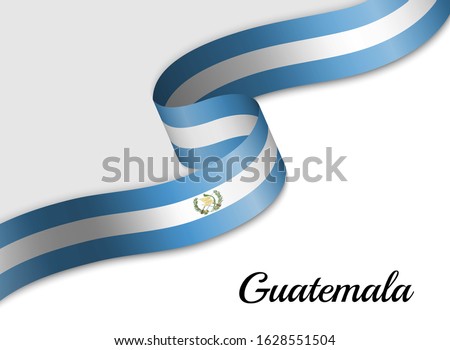 waving ribbon flag of Guatemala. Template for independence day banner