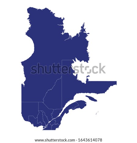 High Quality map of Quebec is a province of Canada, with borders of the counties