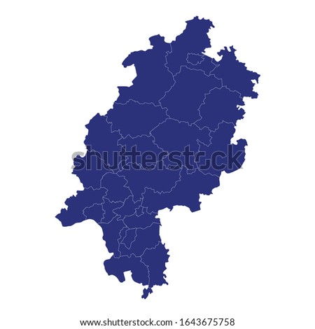 High Quality map of Hesse is a state of Germany, with borders of the regions
