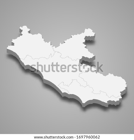 3d map of Lazio is a region of Italy