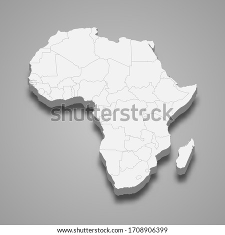 3d map of Africa with borders