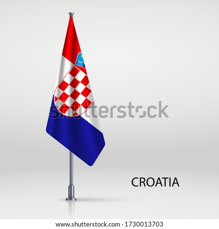 Croatia hanging flag on flagpole