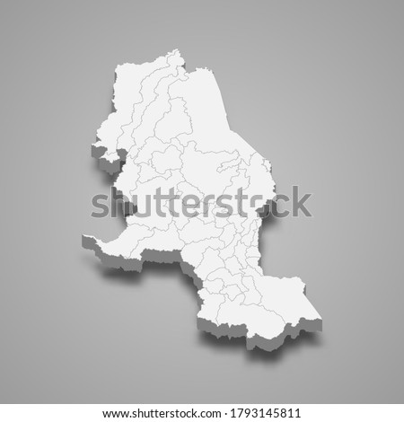 3d map of Norte de Santander is a department of Colombia, vector illustration