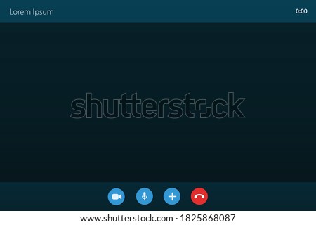 Video call screen template, template for online conference interface. Vector illustration 