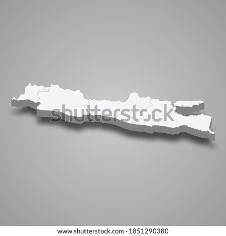 3d isometric map of Java is a island of Indonesia, vector illustration