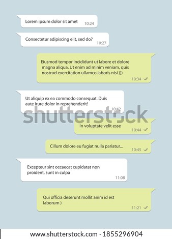 Social network chat window, vector speech bubble with text
