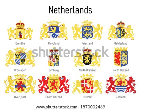 Coat of arms of the province of Netherlands, All Dutch regions emblem collection