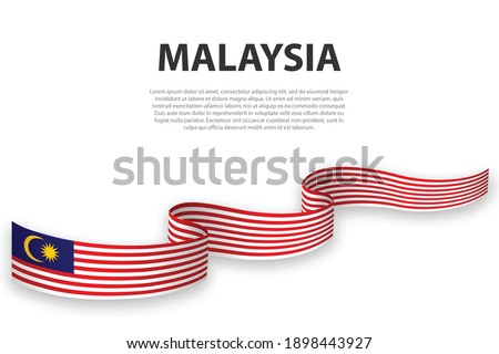 Waving ribbon or banner with flag of Malaysia. Template for independence day poster design