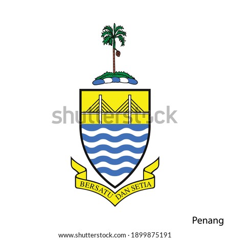 Coat of Arms of Penang is a Malaysian region. Vector heraldic emblem