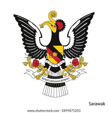 Coat of Arms of Sarawak is a Malaysian region. Vector heraldic emblem