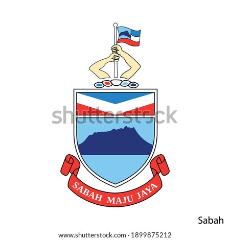 Coat of Arms of Sabah is a Malaysian region. Vector heraldic emblem