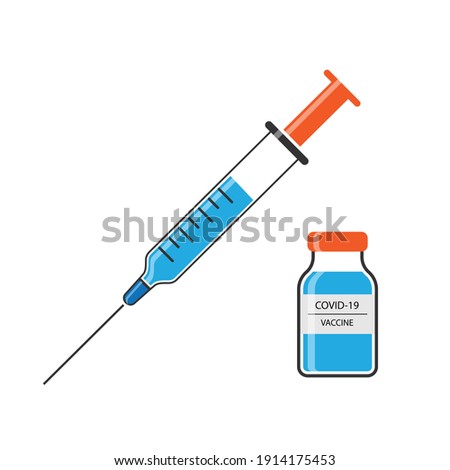 Syringe with needle and vaccination vial, Vaccine injection icon