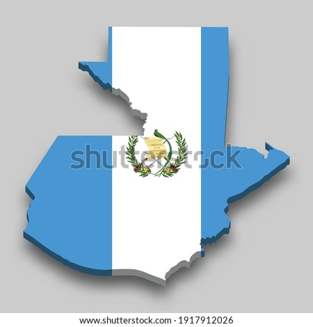 3d isometric Map of Guatemala with national flag. Vector Illustration.