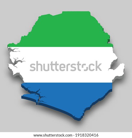 3d isometric Map of Sierra Leone with national flag. Vector Illustration.