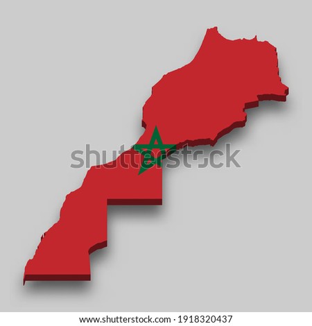 3d isometric Map of Morocco with national flag. Vector Illustration.