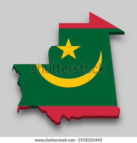 3d isometric Map of Mauritania with national flag. Vector Illustration.
