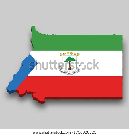 3d isometric Map of Equatorial Guinea with national flag. Vector Illustration.