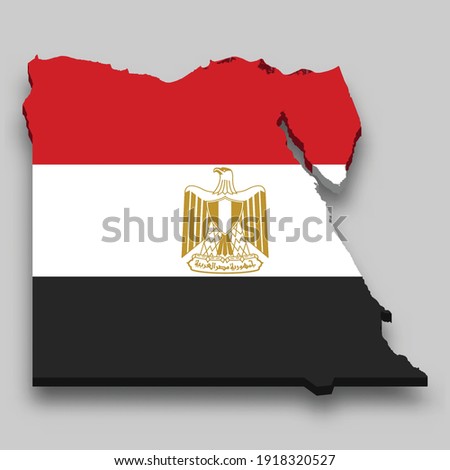 3d isometric Map of Egypt with national flag. Vector Illustration.
