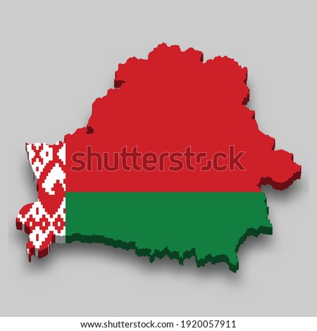 3d isometric Map of Belarus with national flag. Vector Illustration.