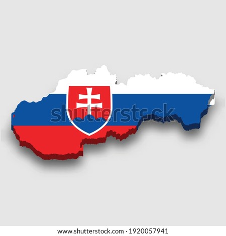 3d isometric Map of Slovakia with national flag. Vector Illustration.