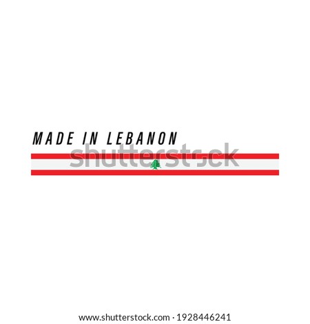 Made in Lebanon, badge or label with flag isolated on white background