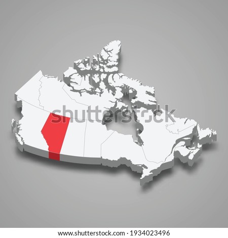 Alberta region location within Canada 3d isometric map