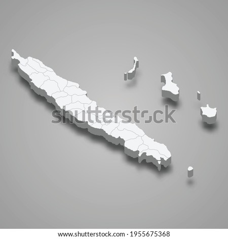 3d isometric map of New Caledonia, isolated with shadow vector illustration