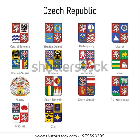 Coat of arms of the provinces of Czech Republic, All Czechia regions emblem collection