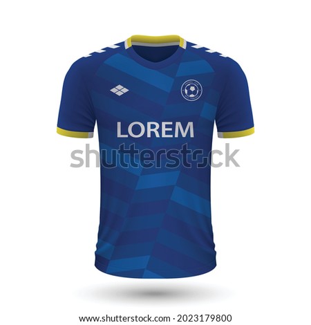 Realistic soccer shirt Everton 2022, jersey template for football kit. Vector illustration 