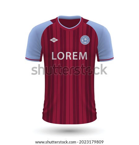 Realistic soccer shirt Aston Villa 2022, jersey template for football kit. Vector illustration 