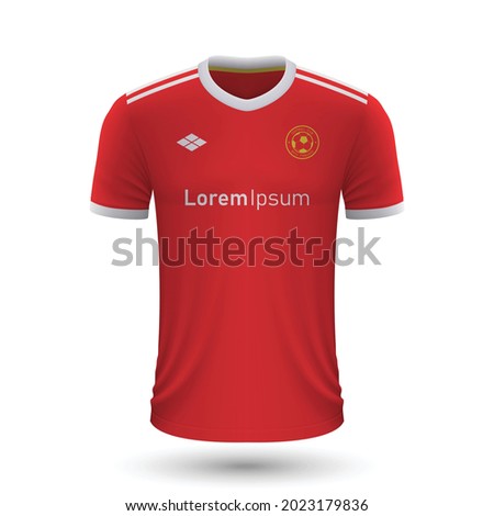 Realistic soccer shirt Manchester United 2022, jersey template for football kit. Vector illustration 